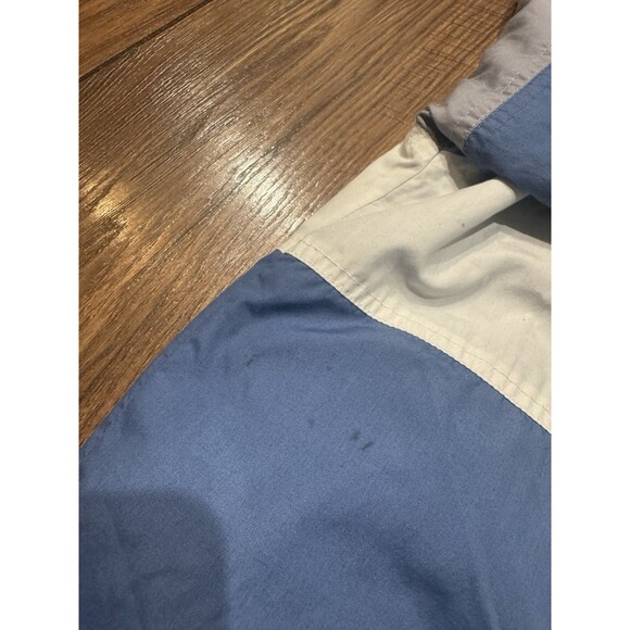 Vintage 80s 90s Jacket Mens M White Blue Grey Button Zipper Stripes Abstract Art - Picture 8 of 9